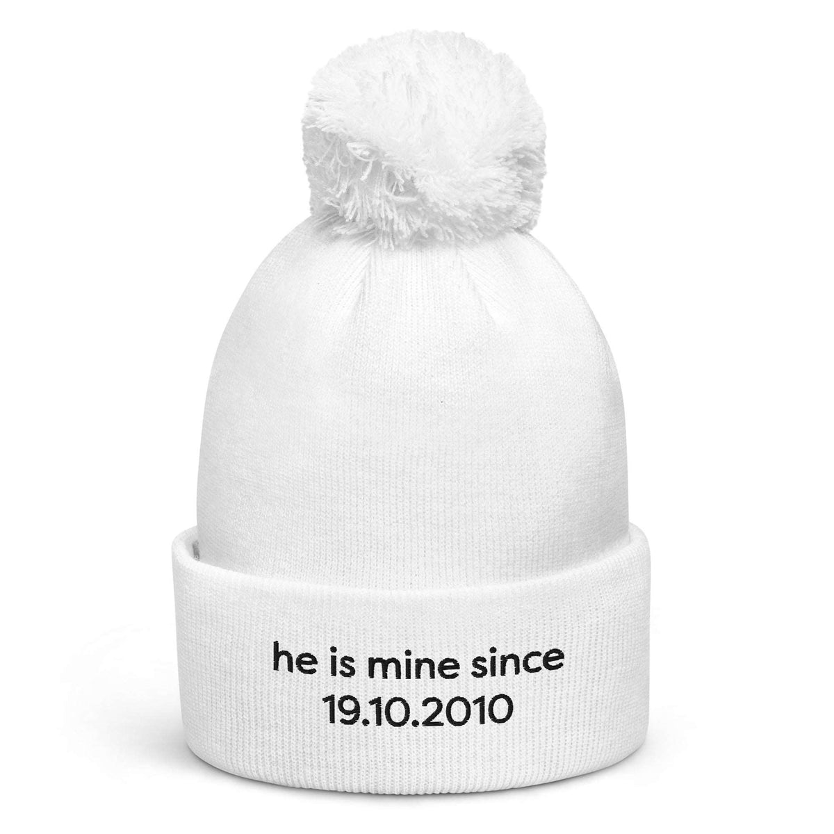 Bonnet Pompon | He is mine + date Coeur Tendre