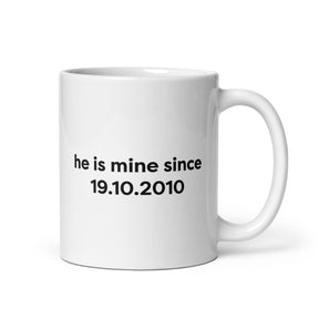 Mug | He is mine + date Coeur Tendre